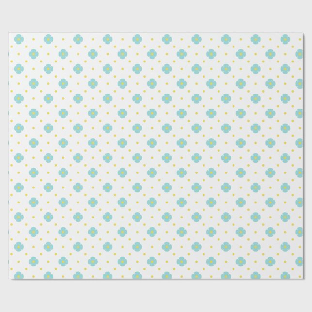 Papel De Presente Bebê em Flor Cute Azul Floral Chás de Bebê (Aberto)