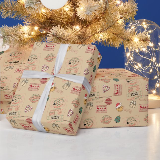 Papel De Presente Bebê Fofo de Entrega Personalizada do Papai Noel (Feriados)