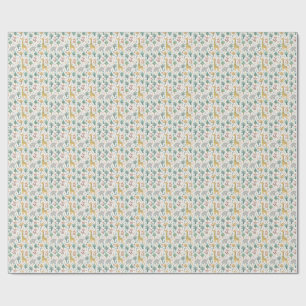 Papel De Presente Bebê Girafa, Raposa & Elefante Animais de Desenho