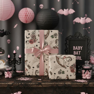 Papel De Presente Bebê Gótico de Cavalo Rosa Victoriano