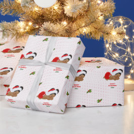 Papel De Presente Bebê Menina Natal Vermelho Chapéu do Papai Noel Po