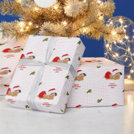 Papel De Presente Bebê Menina Natal Vermelho Chapéu do Papai Noel Po