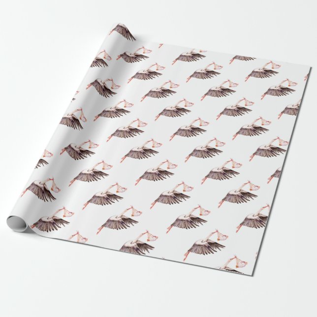 Papel De Presente Bebê na Stork (Desenrolado)