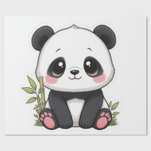 Papel De Presente Bebê Panda Adorável Bambu (Aberto)