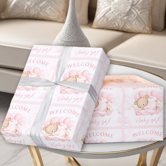 Papel De Presente Bebê recém-nascida chama Bear Rosa