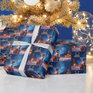 Papel De Presente Bebê Reindeer com Feliz Saudação de Natal