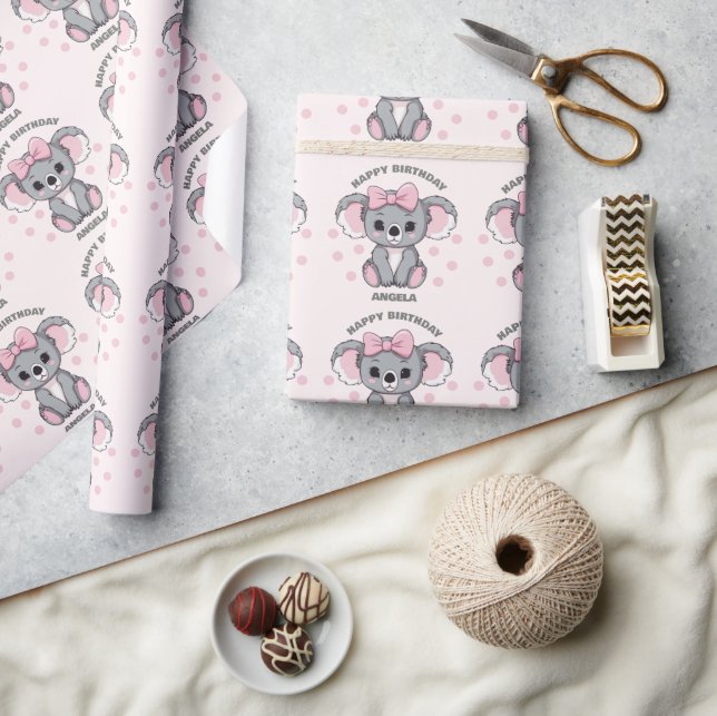 Papel De Presente Bebê Rosa Koala Bear (Artesanato)