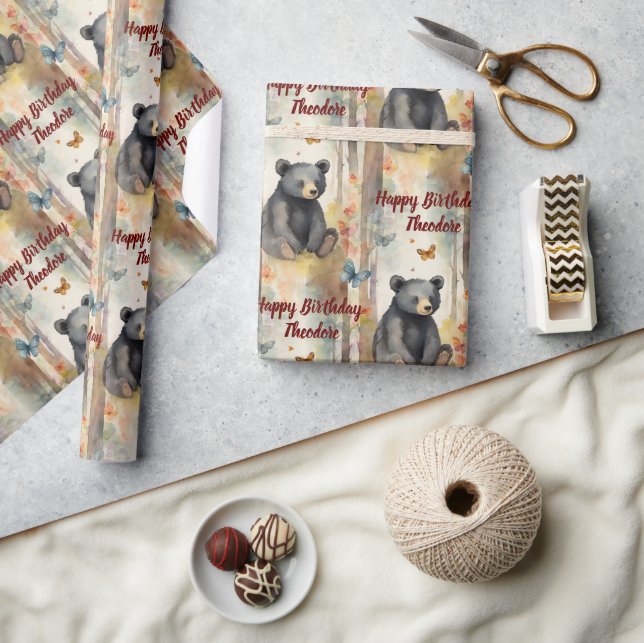 Papel De Presente Bebê-Urso Bonito Personalizado Aniversário (Artesanato)