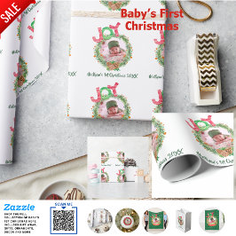 Papel De Presente Bebês 1rua FÓTULOS DE Natal Wreath Chamado Keepsas