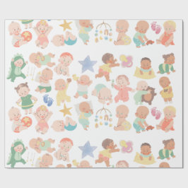 Papel De Presente Bebês Adoráveis Que Dão Frachadura