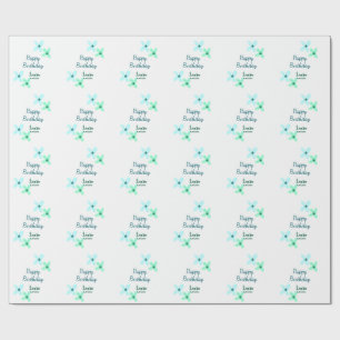 Papel De Presente Bebês crianças 1º aniversário adicionar nome azul 