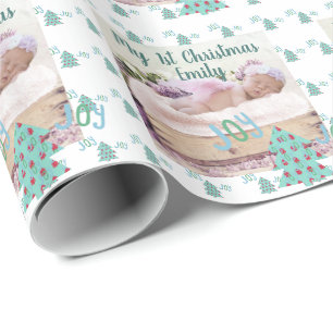 Papel De Presente Bebês de Árvore de Natal Primeiro Presente de Fo