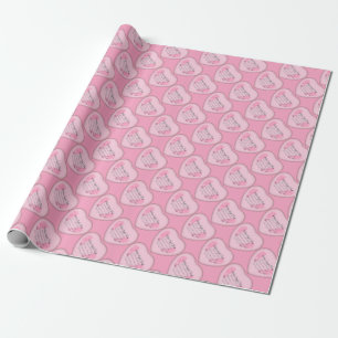 Papel De Presente Bebês Meninas Coração de Pegada de Nascimento