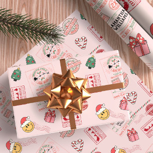 Papel De Presente Bebês Personalizados E Bonitos De Natal Rosa
