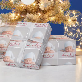 Papel De Presente Bebês Primeira Foto de Natal