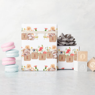 Papel De Presente Bebês, Ursos e Flores Selvagens Quebra-Presente