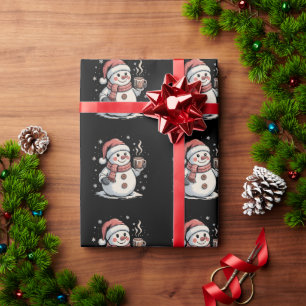 Papel De Presente Bebida de Café do Homem de Neve Bonito Floco de Ne