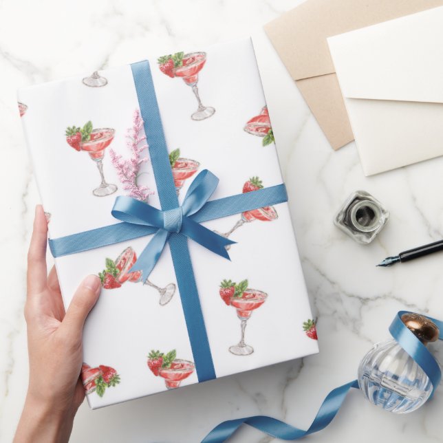Papel De Presente Bebidas de Coquetel de Morango Chá de Noiva (Presentear)