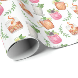 Papel De Presente Bebidas de Menta Julep do Dia do Derby em Aquarela