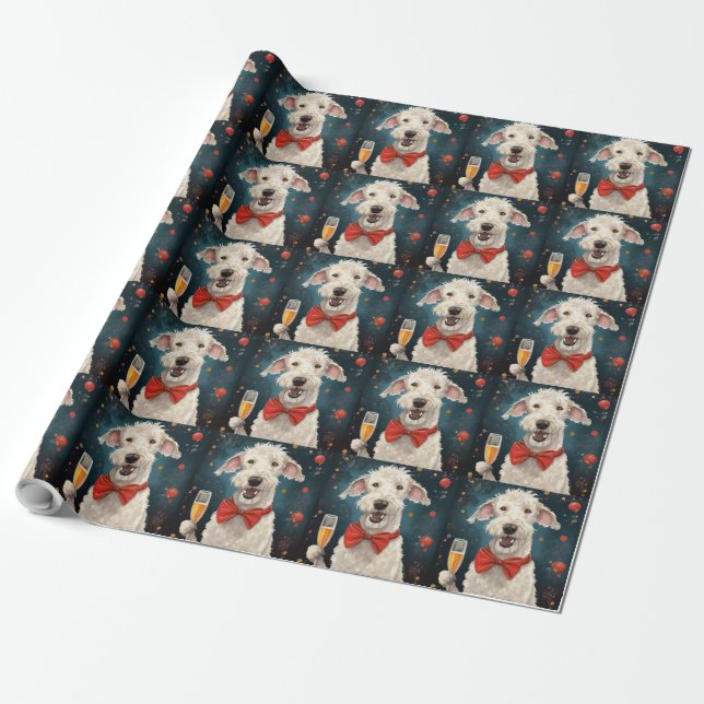 Papel De Presente Bedlington Terrier Ano Novo (Desenrolado)