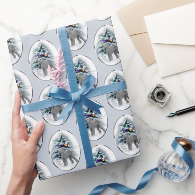 Papel De Presente Bedlington Terrier Christmas (Presentear)
