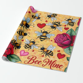 Papel De Presente Bee Mine Ouro Amor