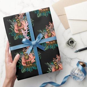 Papel De Presente Bee Positive Floral Vibes