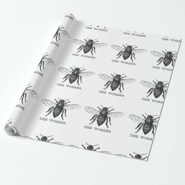 Papel De Presente Bee Worker Honey Black Bumblebee (Desenrolado)