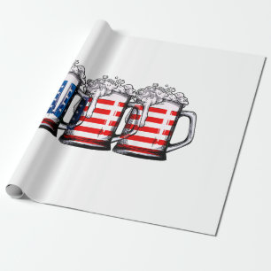 Papel De Presente Beer American Flag 4 de julho Men Merica Dr.
