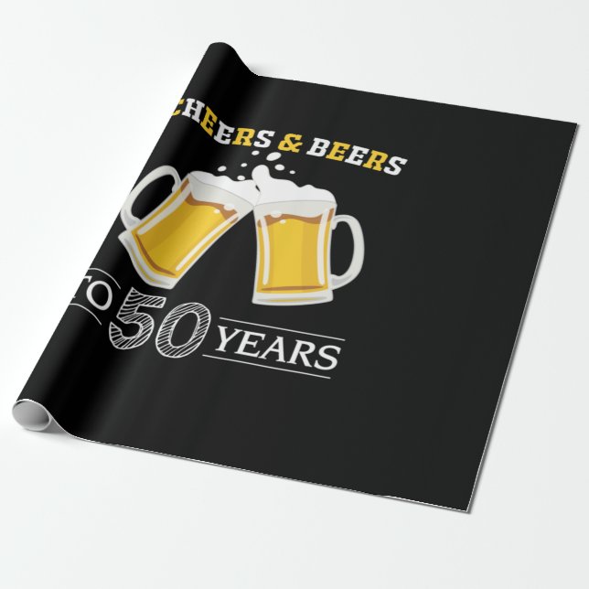 Papel De Presente Beer Drinker Cheers and Beers to 50 Years Birthday (Desenrolado)