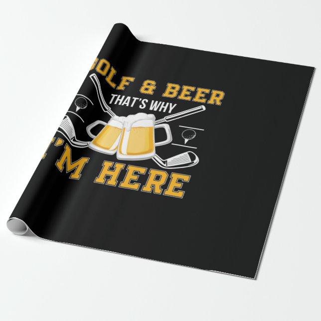 Papel De Presente Beer Drinker Golf And Beer Birthday (Desenrolado)