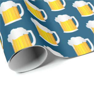 Papel De Presente Beer Jug Pattern on Blue