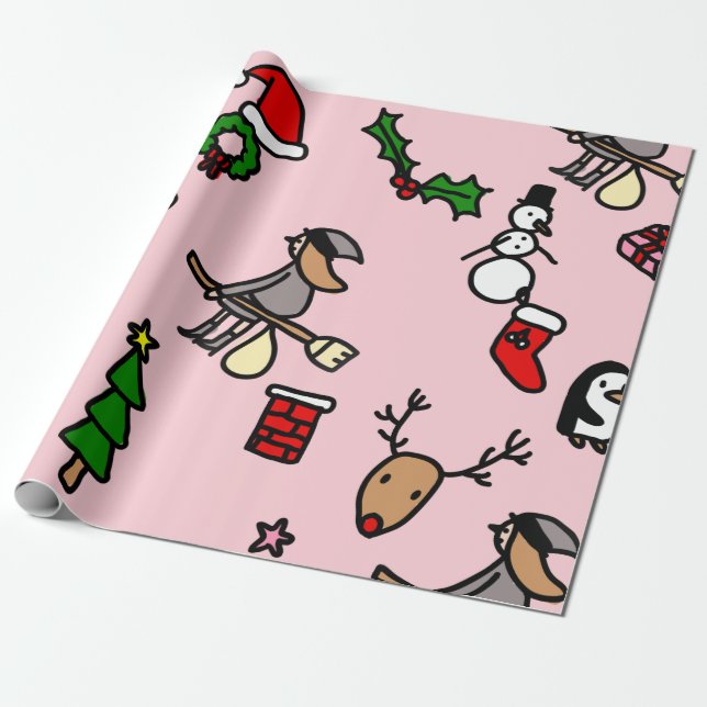 Papel De Presente befana de natal rosa (Desenrolado)