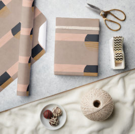 Papel De Presente bege Linear Linear Abstrato Geométrico