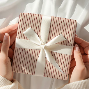 Papel De Presente Beige Burgundy Striped