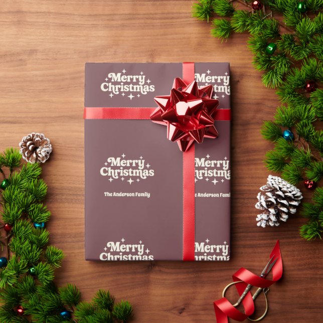 Papel De Presente Beige castanho Feliz de Natal (Presente de Natal)
