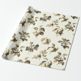 Papel De Presente Beige da Fruta da Imagem Botânica Elegante