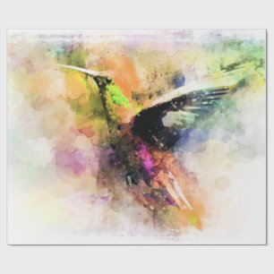 Papel De Presente Beija-flor aquarela 