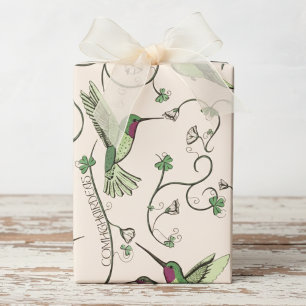 Papel De Presente Beija-flor Trevo Verde Comhghairdeas Irlandês