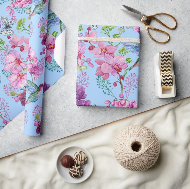 Papel De Presente Beija-flores no Verão (Artesanato)