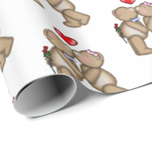Papel De Presente Beijando ursos de ursinho