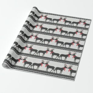 Papel De Presente Beijar o Natal da Reindeer