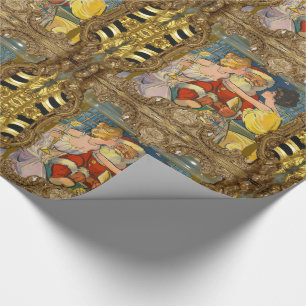 Papel De Presente Beijar Papais noeis Vintage Velho Fashion Natal