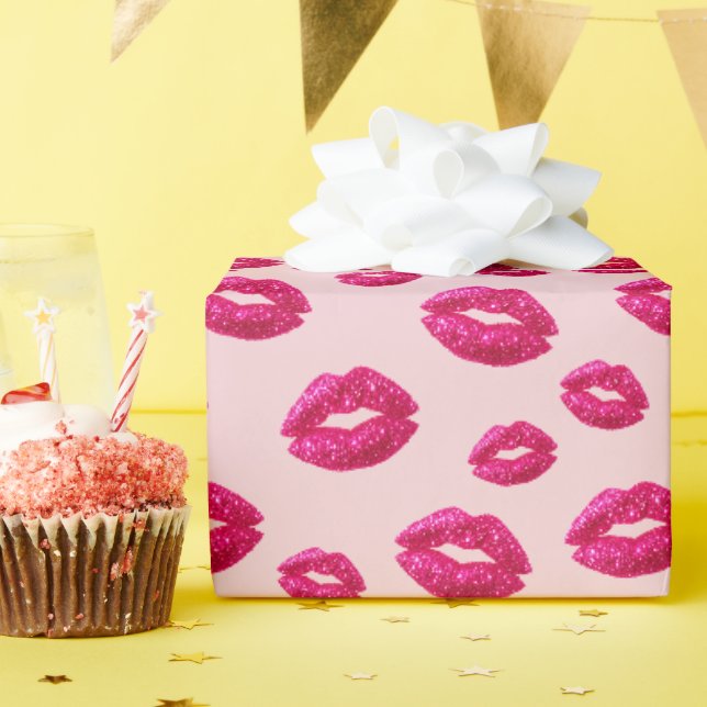 Papel De Presente Beijo de Lábios com Brilho Glam (Festa de aniversário)