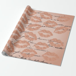 Papel De Presente Beijo Lábios Makeup Blush Espessura Letra Dourada 