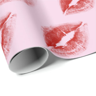 Papel De Presente Beijo Red Lipstick a rosa