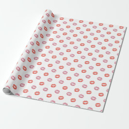 Papel De Presente Beijos de batom vermelho e rosa