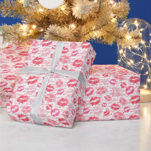 Papel De Presente Beijos e Palavras Românticas Dia dos Namorados