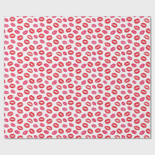Papel De Presente Beijos Lábios Sassy Rosa e Vermelho