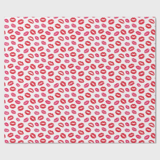 Papel De Presente Beijos Lábios Sassy Rosa e Vermelho (Aberto)